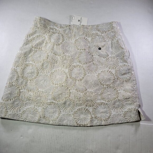 Bugatchi Women Ivory Professional Casual Floral Embroidered Skirt Size 6 - Picture 5 of 7